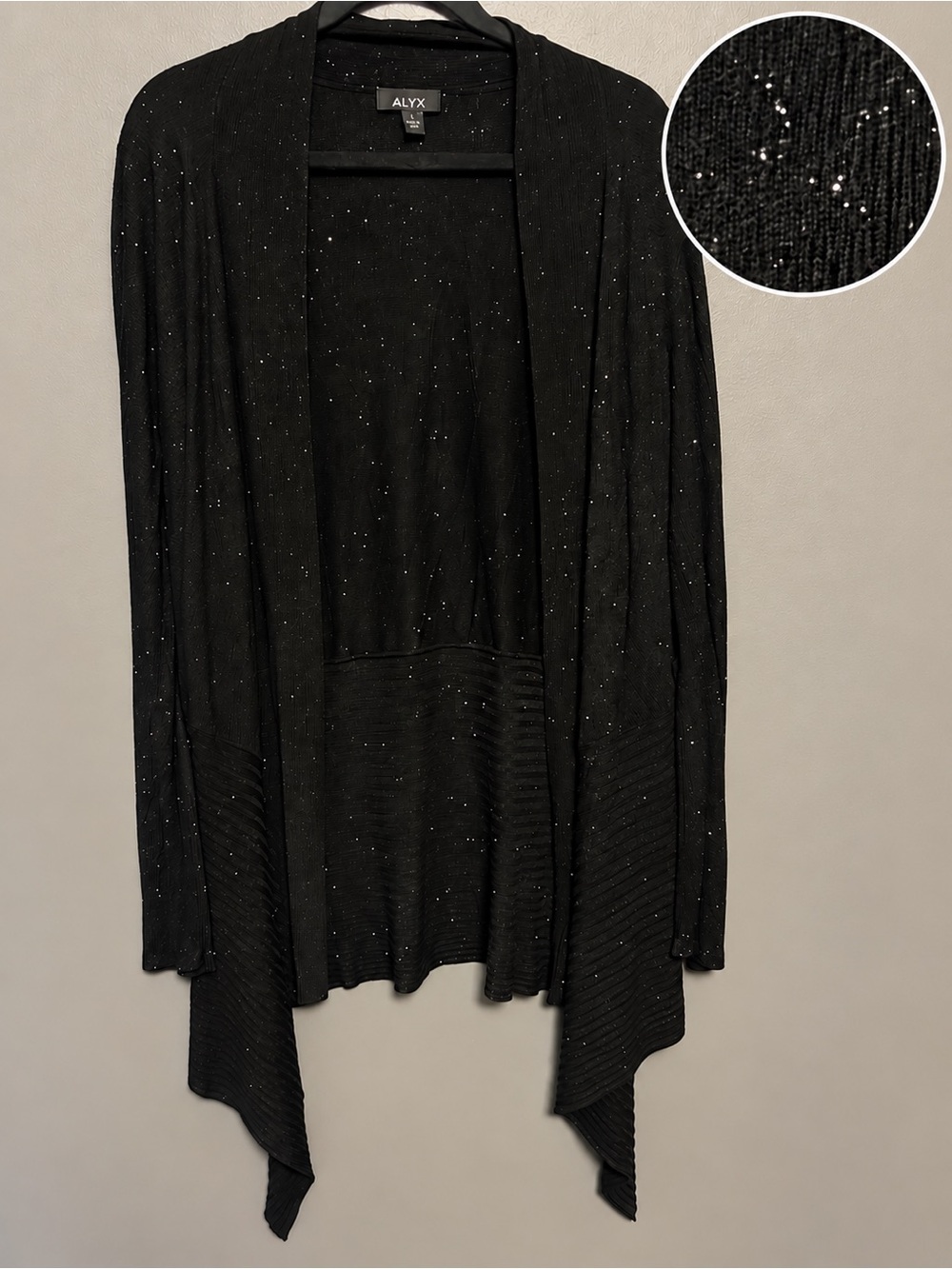 ALYX Black Metallic Open Front Cardigan Size L